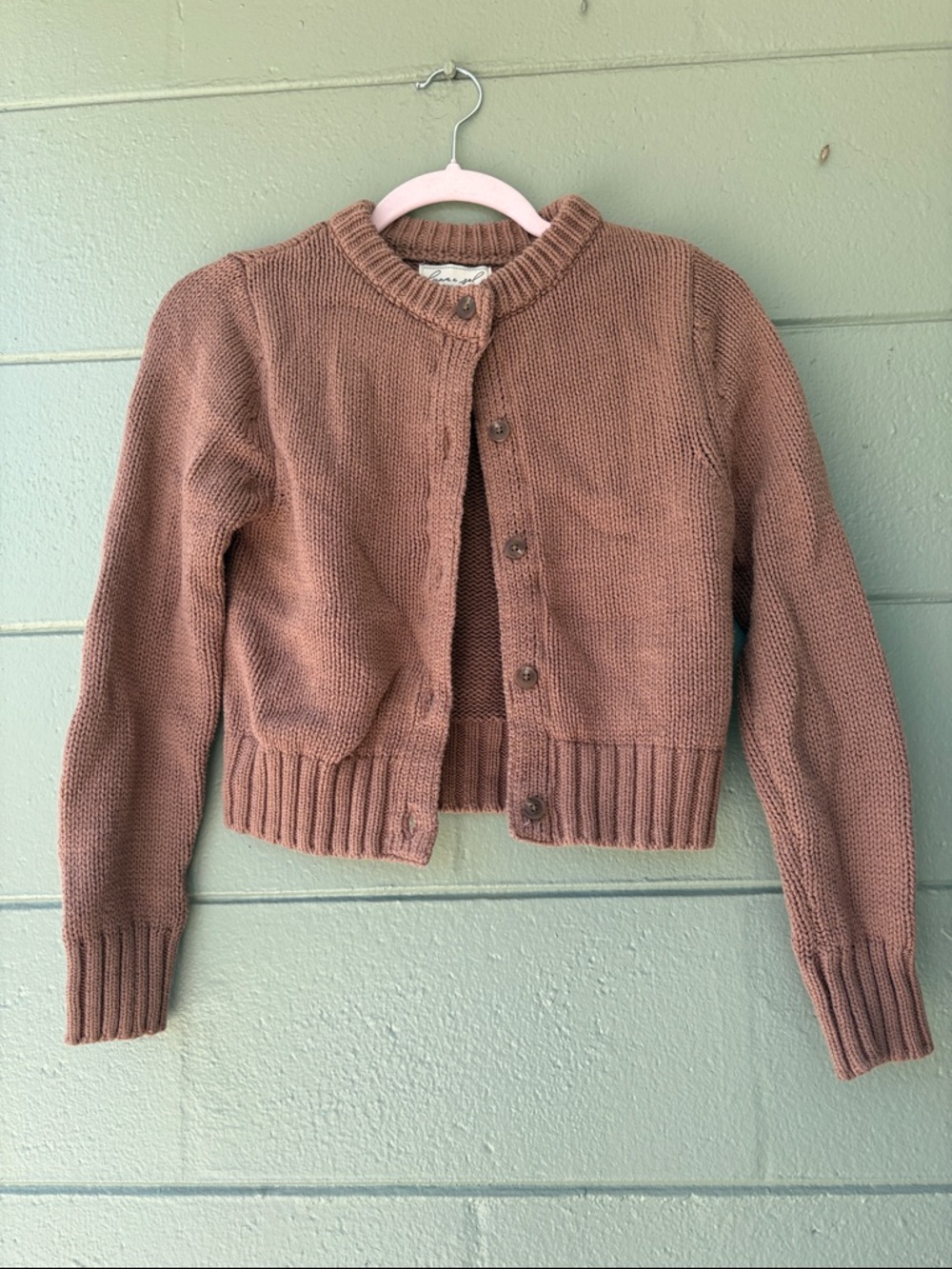 Cozy Cropped Knit Cardigan - Mauve Brown